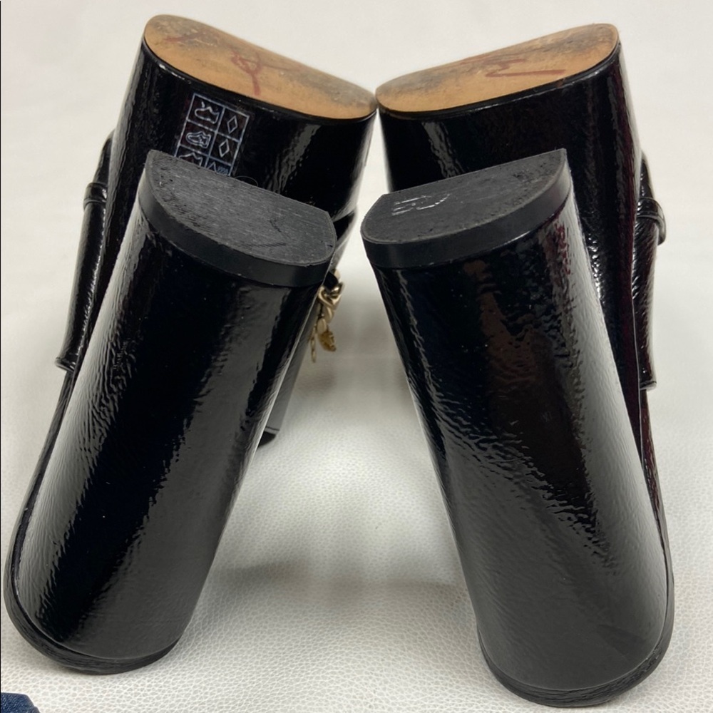 Karl Lagerfeld Haisley Mule black patent leather platform heels size 8.5 - Picture 11 of 11